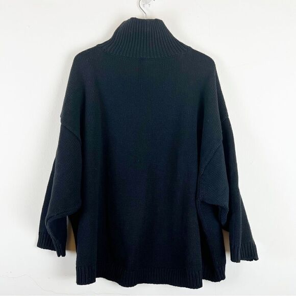 Torrid Drop Shoulder Turtle Neck Sweater Leopard Lips Black, Size 3/4 - Picture 5 of 12